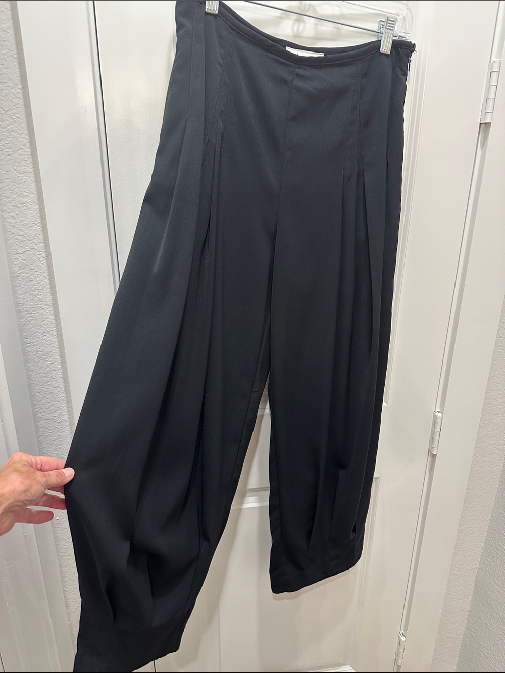 Anthropologie Black Wide-Leg Pleated Pants